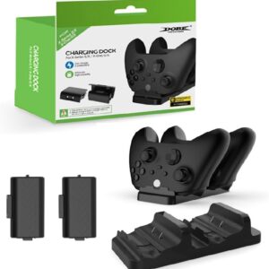 Kit Base Carregador Dock Duplo para Controle Manete Joystick Xbox One Series S/X + 2 Baterias 800mAh