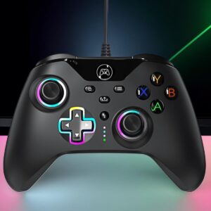 Controle Compatível com Xbox Series X e PC Joystick Gamepad com 9 Cores RGB Confortável Vibration Motors 6 Eixos Sensor Habilitado Trigger Hall E Função TURBO para Disparos Contínuos