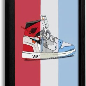 Hypebeast, AJ Shoe Poster Art Sports Themed Wall Art Boy Room, Hypebeast Shoe Poster, Shoe Box Series Estética Cool Poster Teen Boy Men Room Dorm Bedroom Wall Decor (Moldura preta, 40,6 cm x 61 cm)