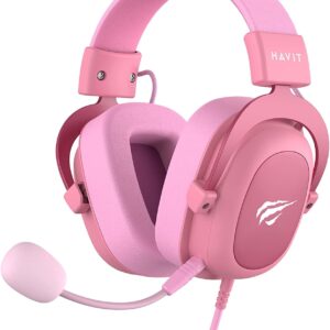Headset Fone de Ouvido Havit HV-H2002d Pink, Gamer, com Microfone, Falante 53mm, Plug 3, 5mm: compatível com XBOX ONE e PS4, HAVIT, HV-H2002d Cor Rosa