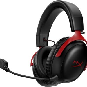 Headset Gamer HyperX Cloud III – Compatível com PC, PS5, Xbox Series X|S, Drivers Angulados de 53mm, Áudio DTS, Microfone de 10 mm, USB-C, USB-A, Fio de 3,5 mm, Vermelho (727A9AA)