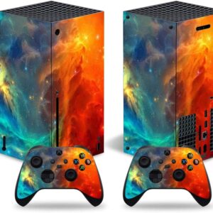 Capa protetora de vinil para o console Microsoft Xbox Series X, adesivos para Galaxy Xbox Series X com dois adesivos de controle sem fio gratuitos
