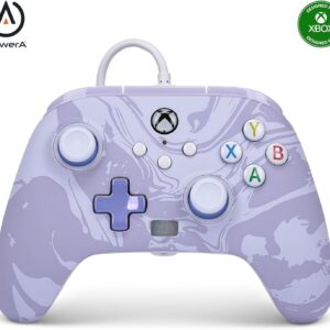 PowerA Enhanced Wired Controller for Xbox Series X|S - Lavender Swirl, gamepad, wired video game controllerDetachable 10ft USB-C Cable, Mappable Buttons and Rumble Motors, Officially Licensed for Xbox