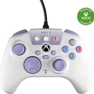 Turtle Beach REACT-R Wired Game Controller – Licensed for Xbox Series X & S, Xbox One & Windows – Audio Controls, Mappable Buttons, Textured Grips - White/Purple