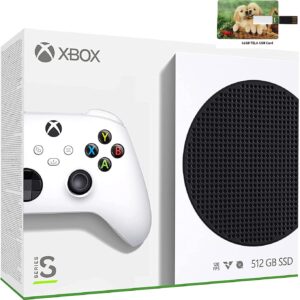 Console digital de jogos Microsoft Xbox Series S 512 GB + 1 controle sem fio Xbox, branco – memória GDDR6 de 10 GB, resolução de jogos de 1440p, reprodução de mídia de streaming 4K, WiFi, cartão USB de tela de 32 GB