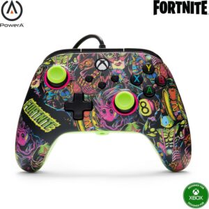 PowerA Advantage Wired Controller for Xbox Series X|S - Fortnite Glow, gamepad, wired video game controller, gaming controller, USB-C, Works with Xbox One, Officially Licensed