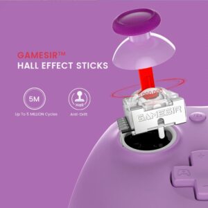 GameSir G7 SE Controle com Fio para PC, Xbox One, Xbox Series X|S, Gamepad para Jogos Plug and Play com Joysticks Hall/Gatilho Hall, Conector de Audio de 3,5 mm （Purple）
