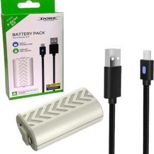 Bateria Recarregável Branca + Cabo USB Tipo C Compatível Controle Joystick Manete de Xbox Series X/S