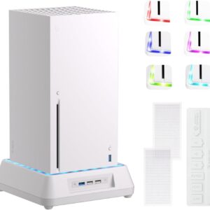 Mviioe Ventoinha De Resfriamento Para Xbox Series X Suporte De Resfriamento Para Xbox Series X Com Indicador Led, Ventoinha Turbo Extra Grande, Portas Usb 2.0, Filtros De Proteção Contra Poeira (Com