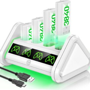 Baterias recarregáveis para Xbox Series X|S/Xbox One 1/Elite Controller, baterias OIVO de alta capacidade recarregáveis com carregador para controle Xbox One/Series X|S - Branco