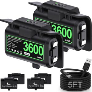 Mocagen Bateria Para Controle Xbox One/Xbox Series X/S, Recarregável Pack One S/X/Elite, Kit De Carregamento Play Com Capas E Cabo