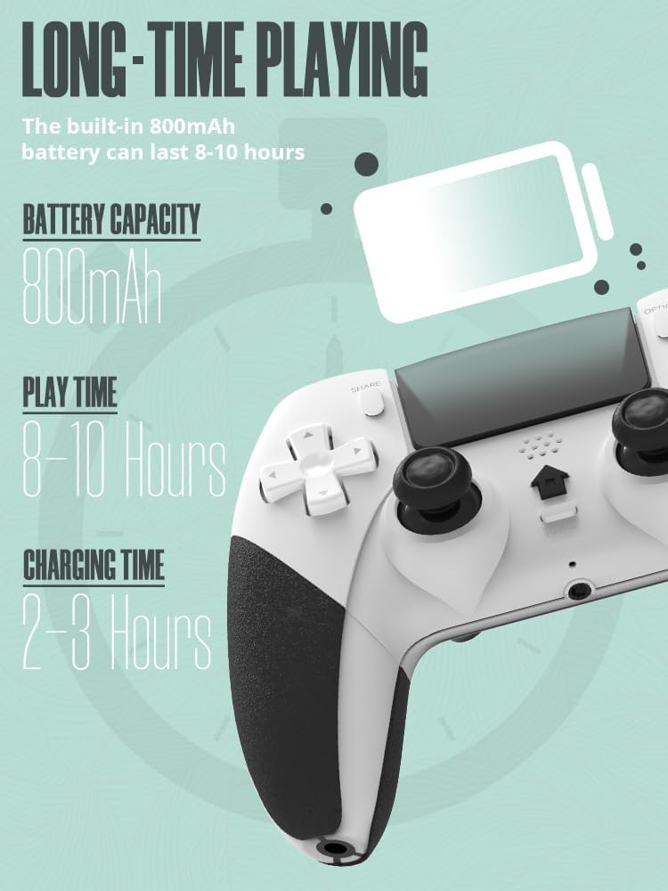 Controle Sem Fio compatível com consoles PS4(funciona apenas com jogos PS4)/PC/IOS/Android e laptop, com sensor de movimento de 6 eixos/vibração dupla/entrada de áudio de 3,5 mm 4 Controle Sem Fio compatível com consoles PS4(funciona apenas com jogos PS4)/PC/IOS/Android e laptop, com sensor de movimento de 6 eixos/vibração dupla/entrada de áudio de 3,5 mm - Imagem 4