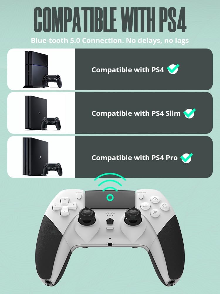 Controle Sem Fio compatível com consoles PS4(funciona apenas com jogos PS4)/PC/IOS/Android e laptop, com sensor de movimento de 6 eixos/vibração dupla/entrada de áudio de 3,5 mm 8 Controle Sem Fio compatível com consoles PS4(funciona apenas com jogos PS4)/PC/IOS/Android e laptop, com sensor de movimento de 6 eixos/vibração dupla/entrada de áudio de 3,5 mm - Imagem 8