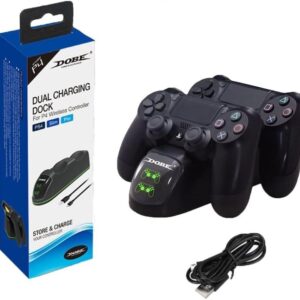 Base de Carregador Dock Duplo USB com Indicador Led Para Controle Dualshock Ps4 / Ps4 Slim / Ps4 Pro