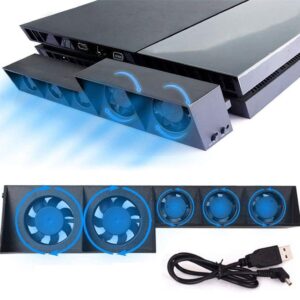 Linkhood Ventilador de refrigeração para PS4, refrigerador externo USB 5 ventiladores de refrigeração com controle de temperatura turbo para console de jogos Sony PlayStation 4