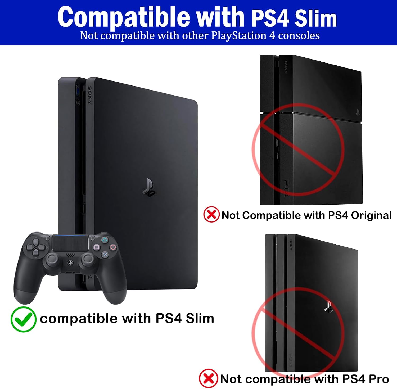 Suporte de parede para PS4 Slim, suporte de aço para PS4 Slim inclui suporte de controle removível e suporte de fone de ouvido - armazene com segurança seu console PlayStation 4 Slim perto ou 2 Suporte de parede para PS4 Slim, suporte de aço para PS4 Slim inclui suporte de controle removível e suporte de fone de ouvido - armazene com segurança seu console PlayStation 4 Slim perto ou - Imagem 2