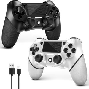 Home 6 AceGamer Pacote com 2 para controle PS4, controle sem fio para PS4/Pro/Slim/PC, com aderência antiderrapante de ambos os lados e cabo USB-C! (preto e branco)